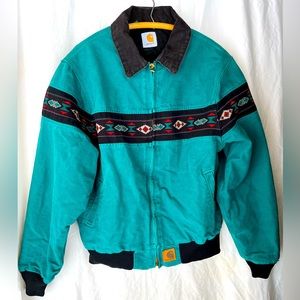 Vintage 90’s Carhartt Southwest Jacket Aztec Teal/Green